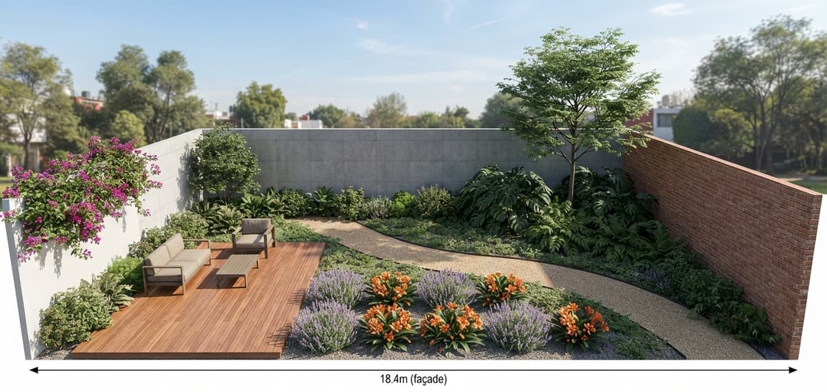 Render 3D del jardín